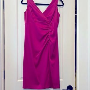 Fuchsia ruched A line dress